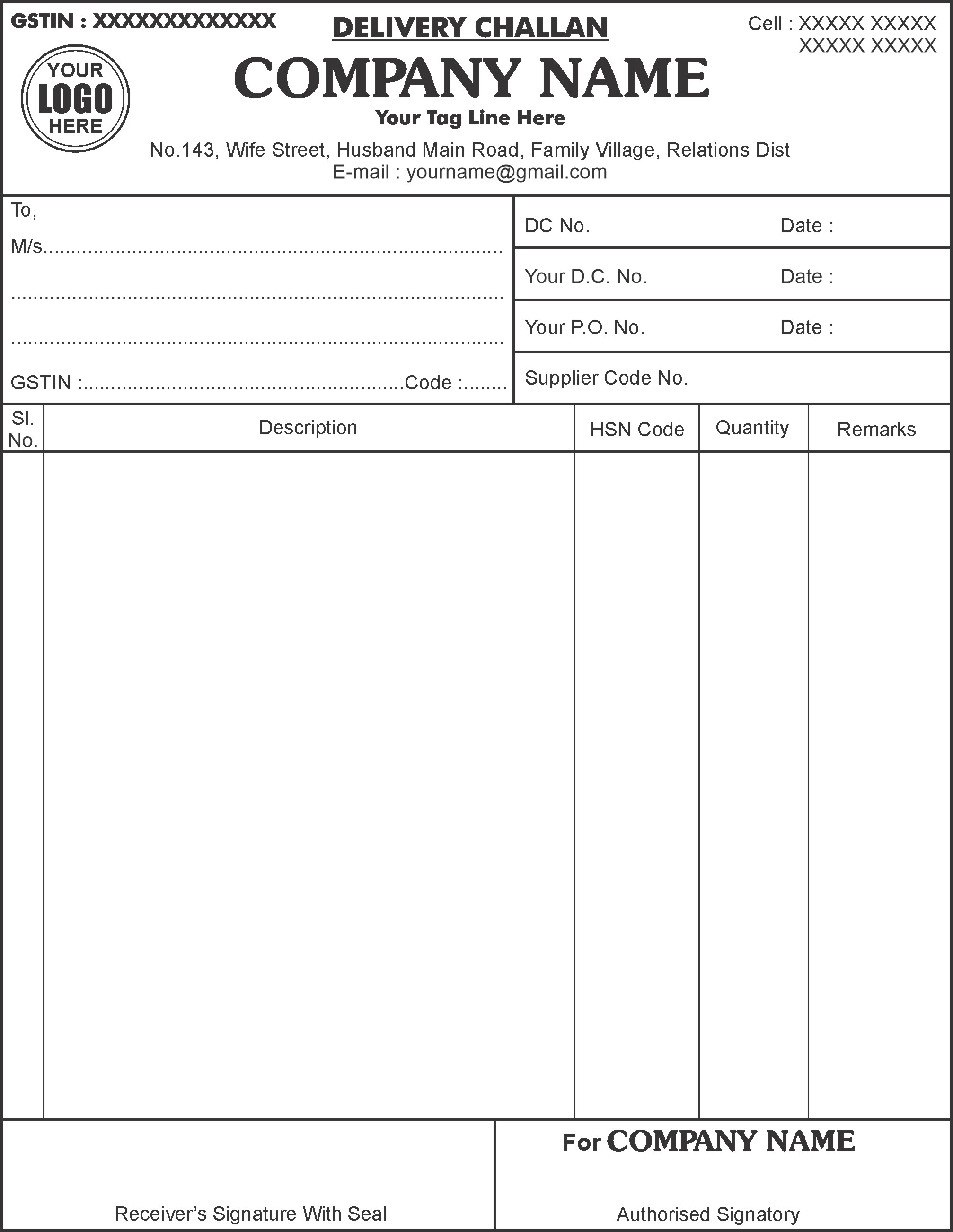 Delivery Challan